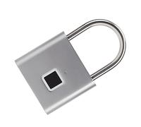 Candado de Huella Digital, Candado de Huella Digital Interfaz USB IP56 a Prueba de Agua 0.5S Desbloqueo Mantenga 10 Huellas Digitales para Casilleros para Equipaje(Plata)