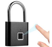 Candado de huellas dactilares, resistente a la intemperie, carga USB, candado con huella dactilar, para gimnasio, equipaje, almacenes, taquilla, color negro