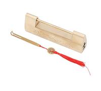 Candado de latón chino antiguo con diseño de peces auspiciosos Cerradura decorativa de estilo vintage para joyeros, gabinetes y cofres de madera Material de latón 9,7x3,2x1,9 cm (Color latón)