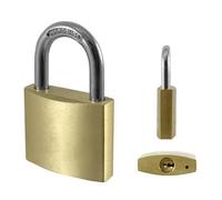 Candado de latón con llaves maestras de 40mm, alta seguridad, ideal para proteger puertas, cajas y objetos de valor.