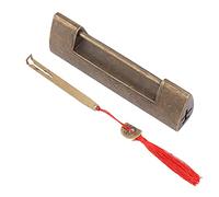Candado de latón de estilo antiguo con motivo de auspicioso, candado horizontal chino, pequeño candado decorativo para caja de joyas, armario o cajón, incluye llave en forma de (Color Bronce)