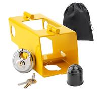 Candado de remolque, con enganche de remolque, tapa protectora y bolsa, candado de remolque, antirrobo, amarillo