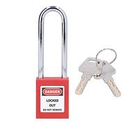 Candado de seguridad industrial, cerradura de aislamiento de ingeniería con viga de acero de 3 pulgadas con 2 llaves para mantenimiento de equipos, apagado, acero cromado, nailon,