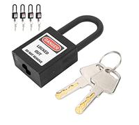 Candado de Seguridad para Bloqueo y Etiquetado, 38mm, Nylon Duradero, Aislante y Resistente al Polvo - Diseño Ligero, Resistente a la Corrosión y Temperaturas Extremas, Ideal par (negra)