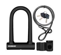 Candado en U para bicicleta con cable de seguridad de 4 pies, grillete de 17 mm, candado de bicicleta con 3 llaves y soporte de montaje, cerraduras en U perfectas para bicicletas de carretera, montaña