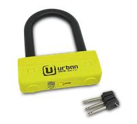 URBAN UR85120Y Candado Moto U Alta Seguridad Homologado SRA, Horquilla ø18 Acero Endurecido Doble Bloqueo Antirayones, Llamativa Carcasa, U lock Antirrobo 85x120mm para Motocicleta, Scooter Patinete