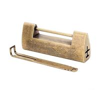 Candado horizontal de latón antiguo, diseño chino vintage para joyeros, armarios, cajones y almacenamiento decorativo, 7,5 x 3 cm, construcción de latón macizo (bronce)
