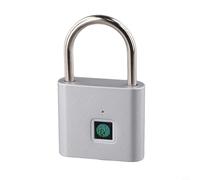 Candado inteligente de huellas dactilares impermeable con carga USB sin llave para armarios, puertas, equipaje, bicicletas con grillete de acero inoxidable (plateado)