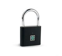 Candado inteligente de huellas dactilares sin llave USB recargable biométrico con grillete de acero inoxidable para armarios de equipaje, mochilas, armarios de gimnasio (negro)