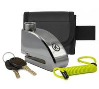 Candado Moto disco con alarma 110dB. Pinza freno disco 6mm Universal Impermeable. Antirrobo moto freno para Scooter, Bicicleta, Cable Recordatorio, Bolsa y 2 Llaves, Cepo Bloqueo Moto- Acabado PREMIUM