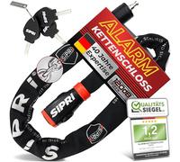 Candado para bicicleta SIPRI® con alarma de 120 dB | Candado de cadena para bicicleta con alta seguridad para E-Bike, E-Scooter y motocicleta | 8 mm de acero, resistente a la intemperie, robusto y