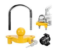 Candado para Enganche Remolque - Antirrobo Remolque Universal Candado, Candado para Enganche de Remolque con Adaptador de 13 a 7 y para Remolques, Caravanas y Coches Viene con 2 Llaves (Amarillo)
