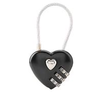 Candado para pareja, forma de corazón Combinación de código de 3 dígitos Equipaje Bolsa Cerradura Contraseña Seguridad Candado para equipaje, mochila, joyero, casillero, caja de herramientas(Negro)