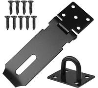 Candado para puerta de acero inoxidable, 4 pulgadas, con tornillos, muy adecuado para puertas, cobertizos, taquillas (negro)