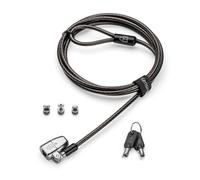 Candado portátil Kensington ClickSafe 2.0 Universal, Llave, 1,8m, 3 anclajes, Acero al carbón, Negro