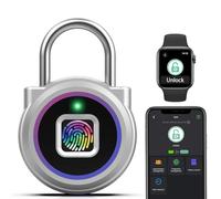 Candado resistente a la intemperie para taquilla con huellas dactilares iOSwatch App Smart Lock con huella dactilar pequeño para armario, taquilla, gimnasio, exterior, tienda de campaña, sótano,