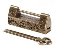 Candado retro de aleación de zinc con detalle floral y tallado de pájaros para uso decorativo funcional en cofres y cajas