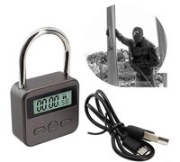 Candado temporizador digital Smart Time Lock con retroiluminación - Cerradura electrónica de cuenta regresiva para autocontrol - Carga USB gris 4.5 pulgadas