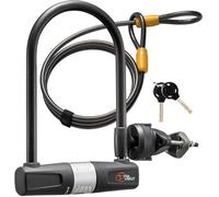 Candado U Lock para Bicicleta con con Cable - Robusto Candado U Lock Via Velo, Cerradura de Bloqueo de 14mm y 10mm x1.8m Cable con Soporte de Montaje para Bicicleta