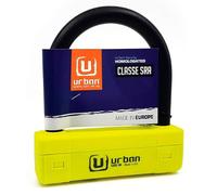 URBAN UR120125 Candado Moto U Máxima Seguridad Homologado SRA, Horquilla ø18 Acero Endurecido Doble Bloqueo, Más Visible, U lock Abrazadera Cepo Antirrobo 120x125mm para Neumático Motocicleta, Scooter