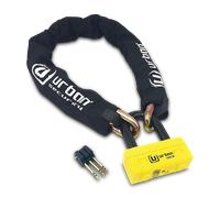 URBAN UR74120 Cadena Candado Antirrobo Pesado ø13mm + Mini U, Alta Seguridad Homologada SRA, 120cm Completamente Testada +Visible, Antirobo Multifunción para Disco Freno, Anclaje, Motocicleta, Parking