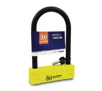 URBAN UR120220 Candado Moto U Máxima Seguridad Homologado SRA, Horquilla ø18 Acero Endurecido Doble Bloqueo, Más Visible, U lock Antirrobo 120x220mm Más Compacto para Neumático Motocicleta, Scooter