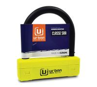 URBAN UR120125 Candado Moto U Máxima Seguridad Homologado SRA, Horquilla ø18 Acero Endurecido Doble Bloqueo, Más Visible, U lock Abrazadera Cepo Antirrobo 120x125mm para Neumático Motocicleta, Scooter