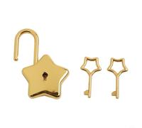 Candado vintage en forma de estrella para mini cerraduras, cerradura de seguridad de aleación de zinc con 2 llaves de estrella, acabado dorado plateado, puerta decorativa compacta o diario (dorado)