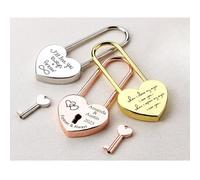 Candados de amor grabados personalizados, dos corazones cerrados juntos para siempre, candado de corazón personalizado con llave, regalos de aniversario de boda para pareja y novio (dorado)