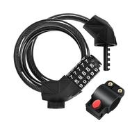 Candados de cable con combinación - Candado antirrobo de cable de motocicleta de 4 pies - Cadena segura en espiral reajustable de 5 dígitos, alarma integrada para cochecito para scooters