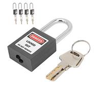 Candados de Seguridad 1,5 Pulgadas, Acero con Cerradura Aislada, Juego de 5 con Llaves - Alta Resistencia, Etiqueta Regrabable, Uso Industrial y Manufactura (negro)