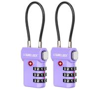 Candados para equipaje SURE LOCK aprobados por la TSA con alerta de apertura y diales de f cil lectura para maletas de viaje (paquete de 2 morado