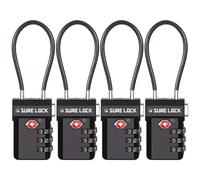 Candados Sure Lock compatibles con TSA para equipaje de viaje con indicador de inspecci n y diales de f cil lectura (paquete de 4 en negro)