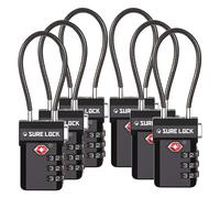 Candados Sure Lock compatibles con TSA para equipaje de viaje, indicador de inspecci?n, diales de f?cil lectura, color negro, paquete de 6