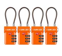 Candados Sure Lock compatibles con TSA para equipaje de viaje, indicador de inspecci?n, diales de f?cil lectura, color naranja, paquete de 4