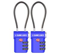 Candados Sure Lock compatibles con TSA para equipaje de viaje, indicador de inspecci?n, diales de f?cil lectura, color azul cielo, paquete de 2