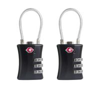 Candados TSA para Equipaje UP Security, Candado Pequeño de Combinación, Candados para Equipaje Aprobados por la TSA, Candado de Combinación con Cable, para Maletero, Taquilla de Gimnasio(Negro+Negro)