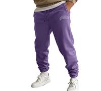 CANDE Pantalones deportivos largos para hombre, otoño e invierno, moda callejera, ocio, sueltos, deportes, correr, monocolor, con cordones, pantalones de deporte, pantalones largos, A-lila, XL