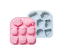 CANDeal 2 Moldes De Silicona Con Forma De Fruta 3D, Uva, Pera, Sandía, Fresa, Utilizado Para Bricolaje, Tartas, Galletas, Jabón, Azúcar, Pudín, Chocolate, Caramelo, Postre, Decoración De Velas