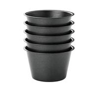 CANDeal 6 Tazas Redondas Antiadherentes De Acero Al Carbono Para Hornear, Moldes Para Muffins, Moldes Para Pudín Y Tarta, Diseño De Una Pieza, Utensilios Para Hornear Reutilizables (9Cm de diámetro)
