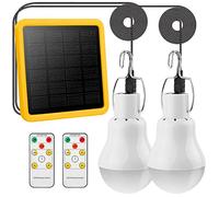 Candeeiros solares com controlo remoto 2 peças & 3,5 m cabo * 2, 130 lúmen lâmpadas recarregáveis para exterior interior, luzes LED pendentes lanternas solares para jardim emergência galinheiro