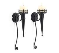 Candelabro 2 uds. De antorcha gótica de Hierro Vintage Medieval, Estilo Pilar Negro, portavelas, Pilar de Pared, decoración de Pared Decorativa for el hogar Decoración De Candelabro