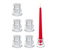 Relaxdays Juego de 6 candelabros de cristal transparente