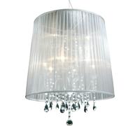 Candelabro Con Cristales Lámpara Colgante Con Pantalla Blanca 55cm Organza