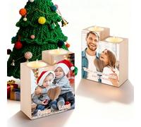 Candelabro Corazón Personalizable con Foto y Texto - Regalo Emocional Único para Hermana, Madre, Boda y Navidad (Fotos Personalizadas)