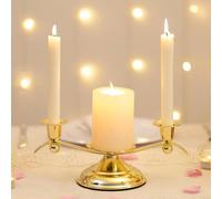 Candelabro De 3 Brazos - Candelabro Perfumado Dorado, Candelabros Cónicos, para Centro De Mesa, Recepción De Boda, Repisa Navideña Festiva O Decoración del Hogar