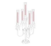 Candelabro de 5 brazos de acrílico, 45,5 x 28,5 x 23 cm, portavelas para bodas, aniversarios, cenas a la luz de las velas, fiestas de cumpleaños