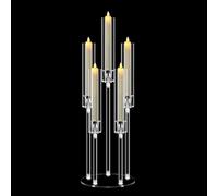 Candelabro de Acrílico de 5 Brazos 68 cm Alto, Portavelas Transparente para Centro de Mesa, Bodas y Navidad, Decoración de Chimenea y Regalo Original para Amiga o Mujer