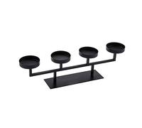 Candelabro de Adviento negro para 4 velas de pilar - 48 x 13 cm - Candelabro de metal rectangular - Candelabro de Adviento corona Navidad decoración de mesa