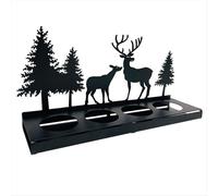 Candelabro de corona negro para velas de té, de metal moderno, sin mandril, bandeja cuadrada